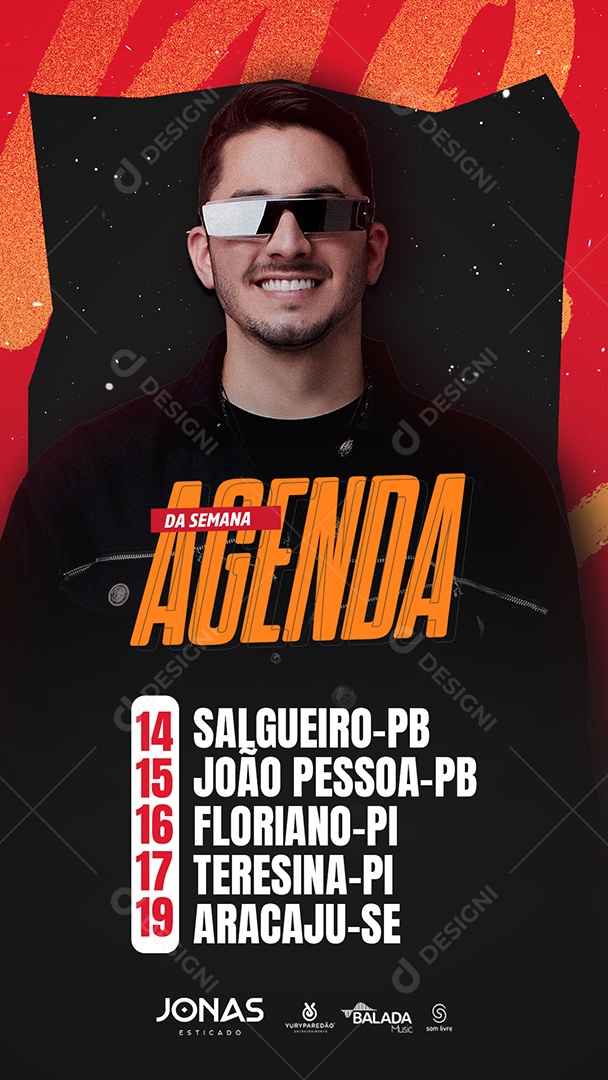 Story Flyer Agenda Semanal Jonas Esticado Social Media PSD Editável