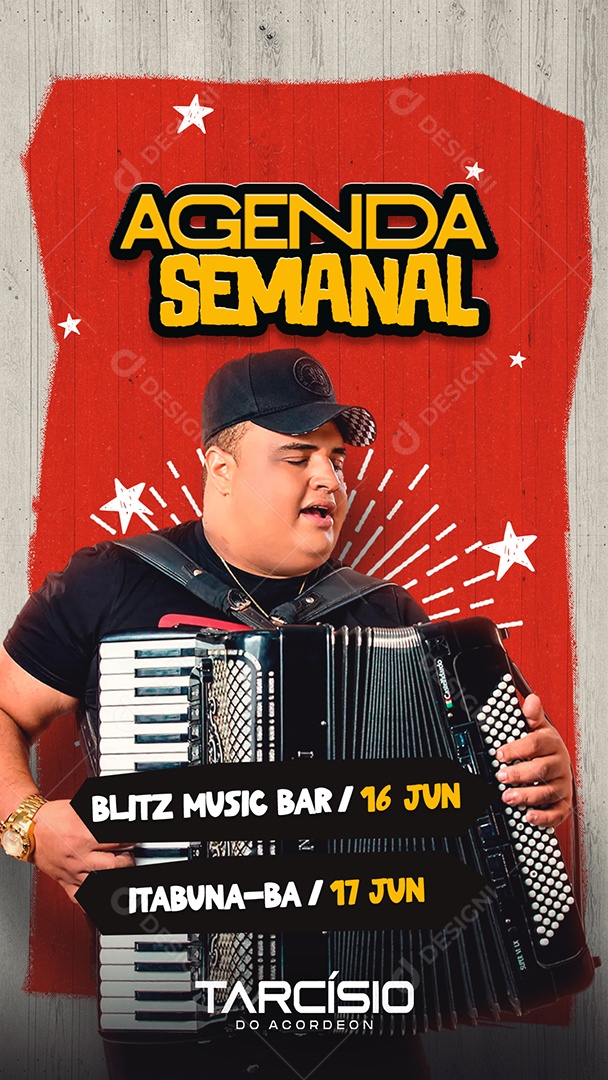 Story Flyer Agenda Semanal Tarcísio do Acordeon Social Media PSD Editável