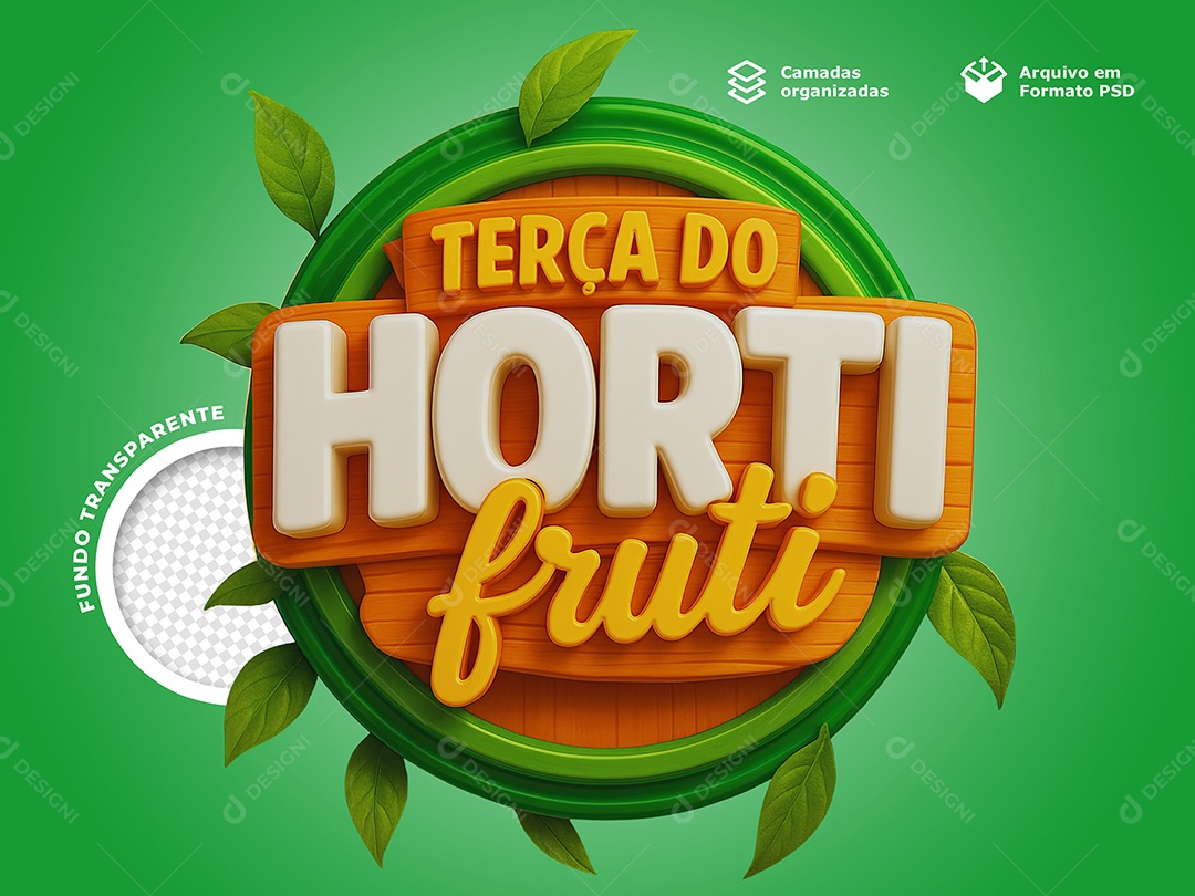 Hortifruti Selo 3D Para Composição PSD