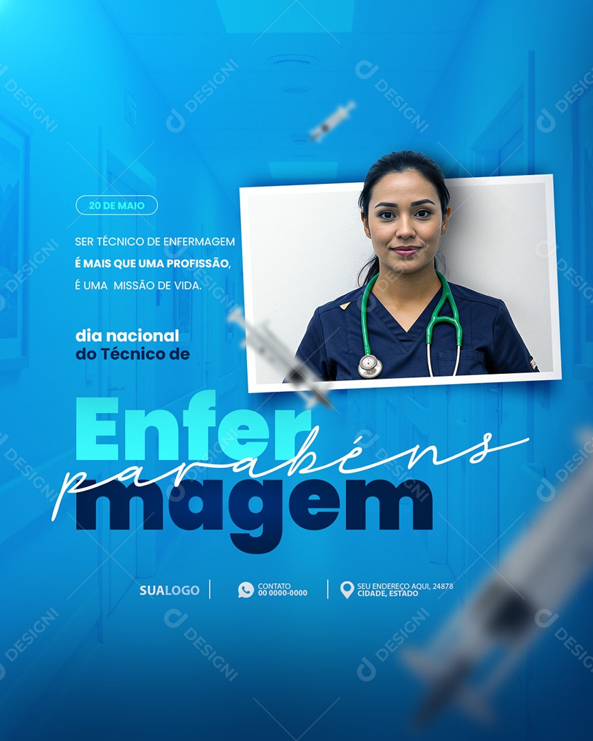 Dia Nacional do Técnico de Enfermagem Social Media PSD Editável
