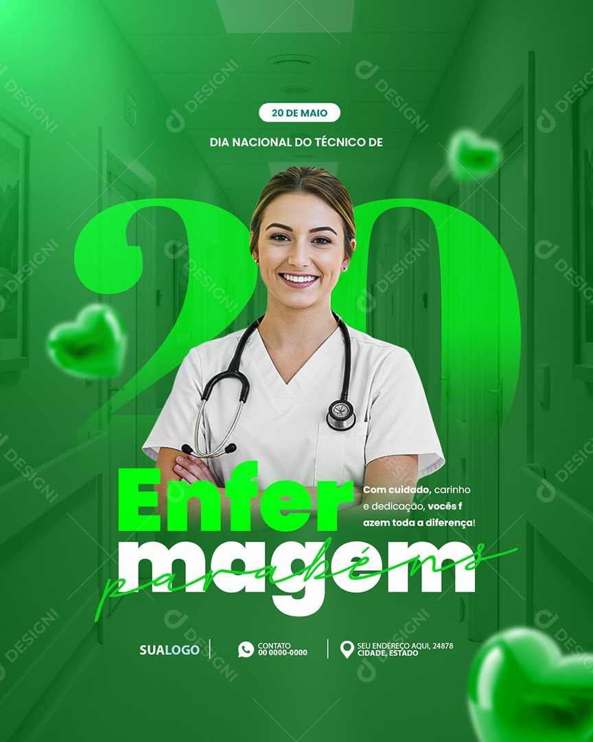 Dia Nacional do Técnico de Enfermagem Social Media PSD Editável