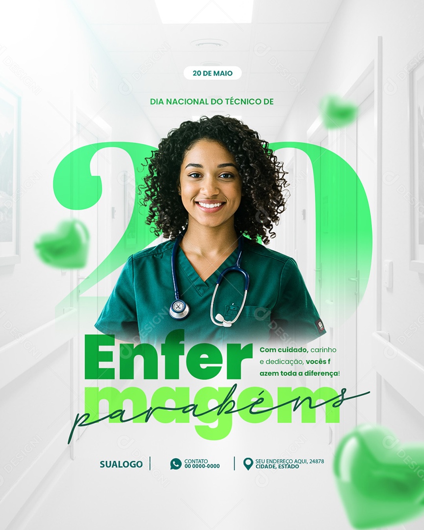 Dia Nacional do Técnico de Enfermagem Social Media PSD Editável