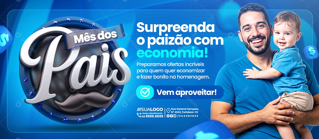 Banner Mês Dos Pais Supermercado Social Media PSD Editável