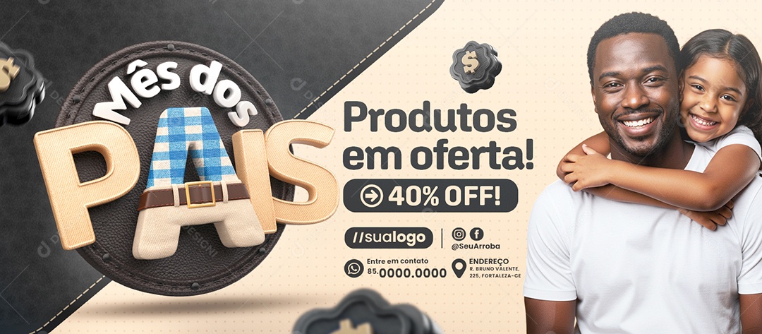 Banner Mês Dos Pais Loja Produtos em Oferta Social Media PSD Editável