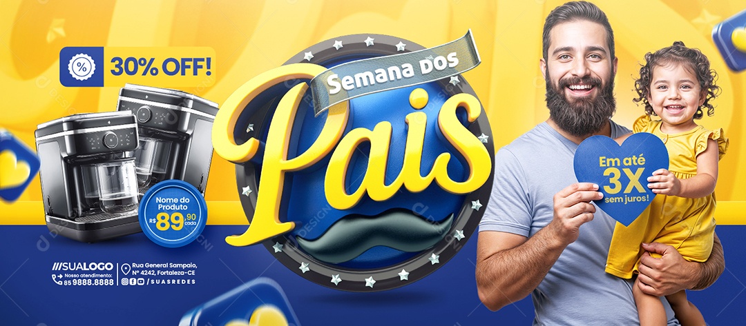 Banner Semana Dos Pais Loja De Eletrodomésticos Cafeteira Social Media PSD Editável