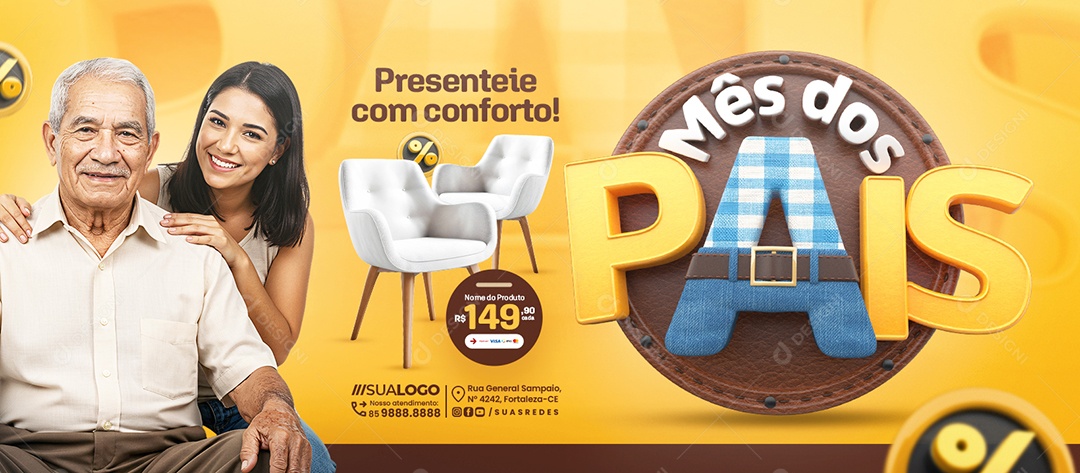 Banner Mês Dos Pais Loja De Móveis Cadeira Social Media PSD Editável