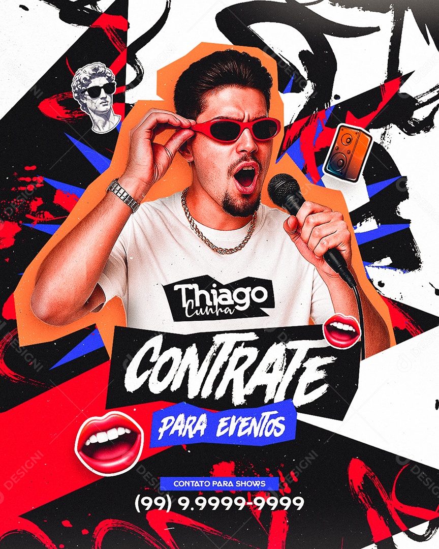 Flyer Contrate Para Eventos Social Media PSD Editável