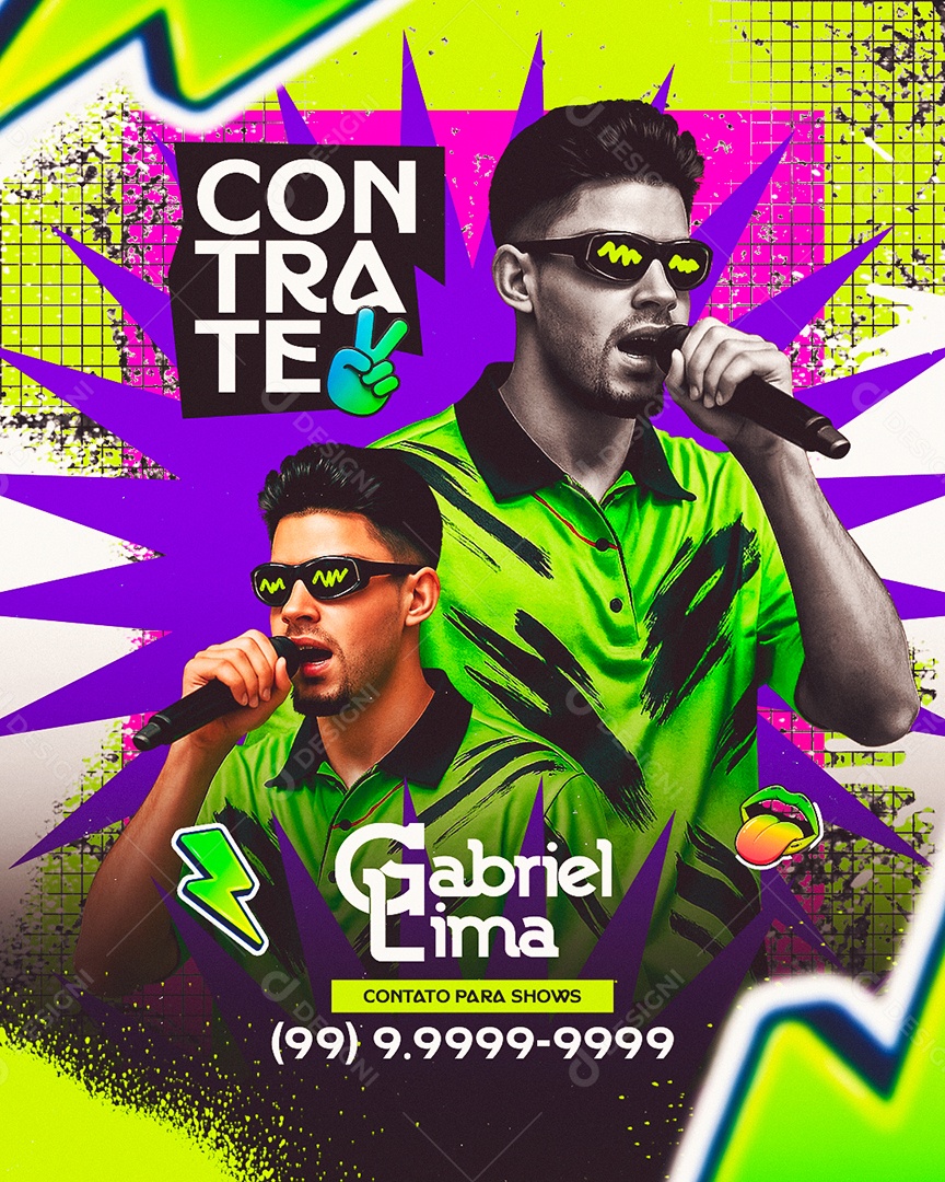 Flyer Contrate Contato Para Shows Social Media PSD Editável