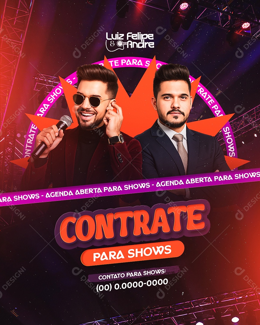 Flyer Contrate Para Shows Social Media PSD Editável