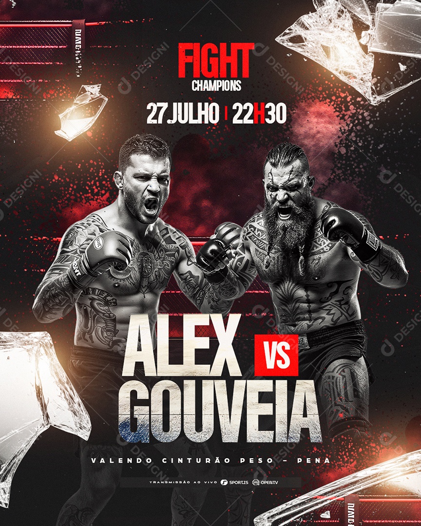 Campeonado De Luta Valendo Cinturão Peso Pena Social Media PSD Editável