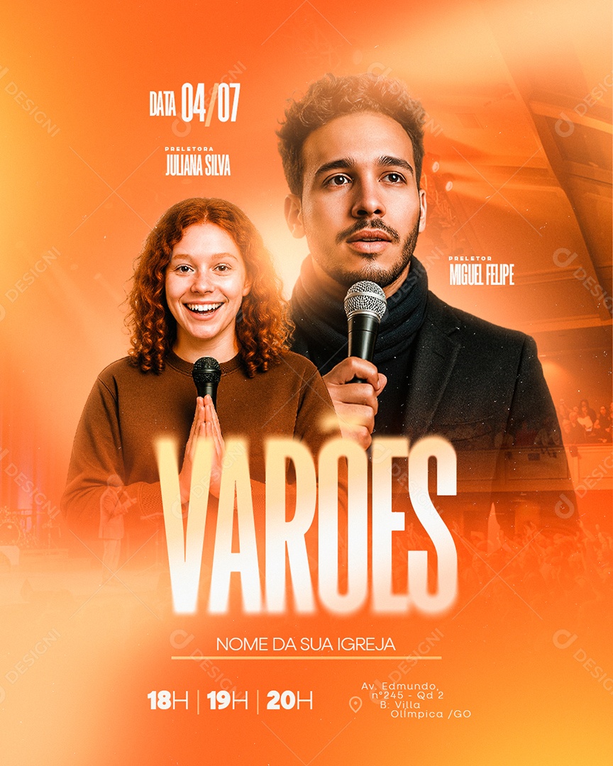Flyer Gospel Varões Social Media PSD Editável