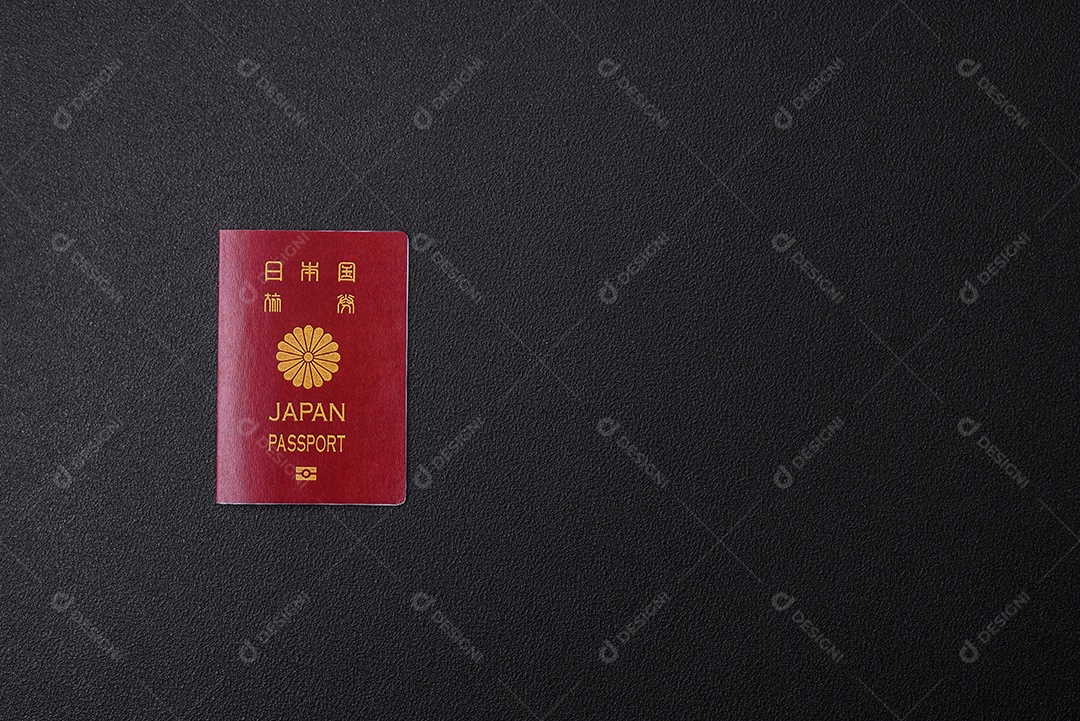 Passaporte japão em uma mesa de concreto