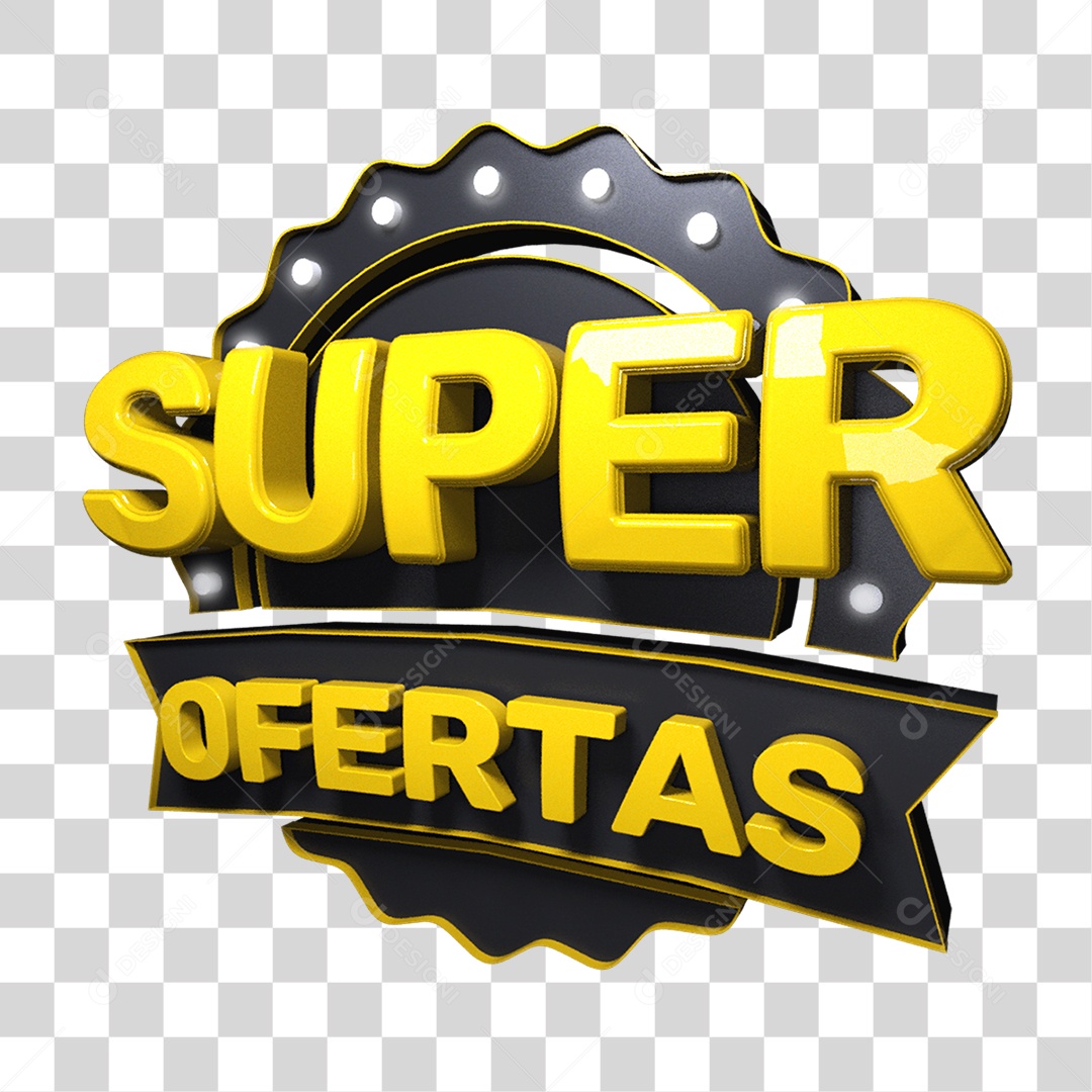 Selo 3D Super Oferta para Composição PNG Transparente