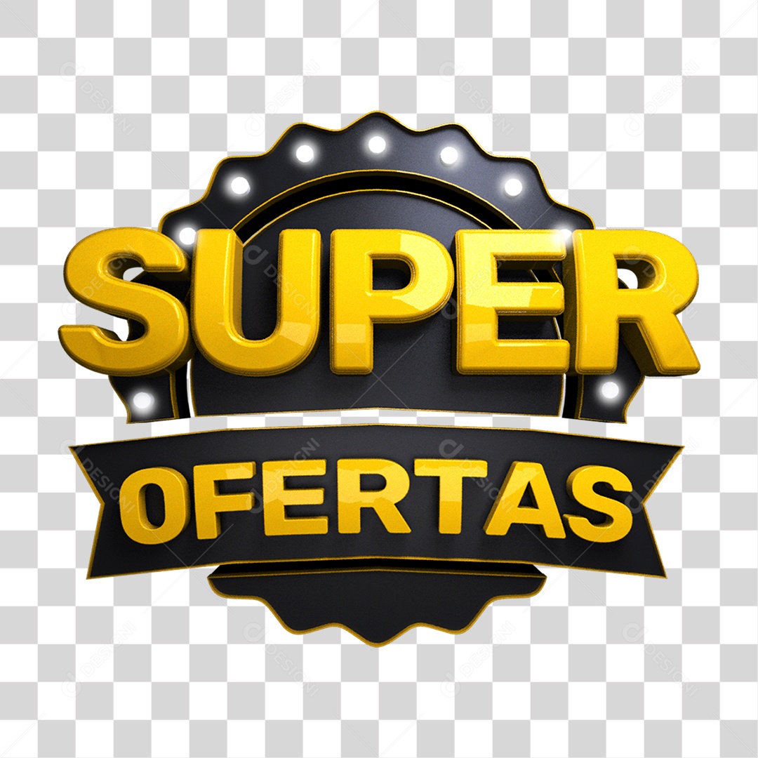Selo 3D Super Oferta para Composição PNG Transparente
