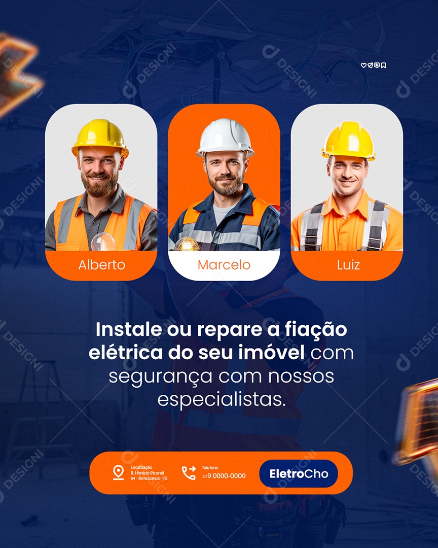 Eletricista Instale ou Repare Social Media PSD Editável