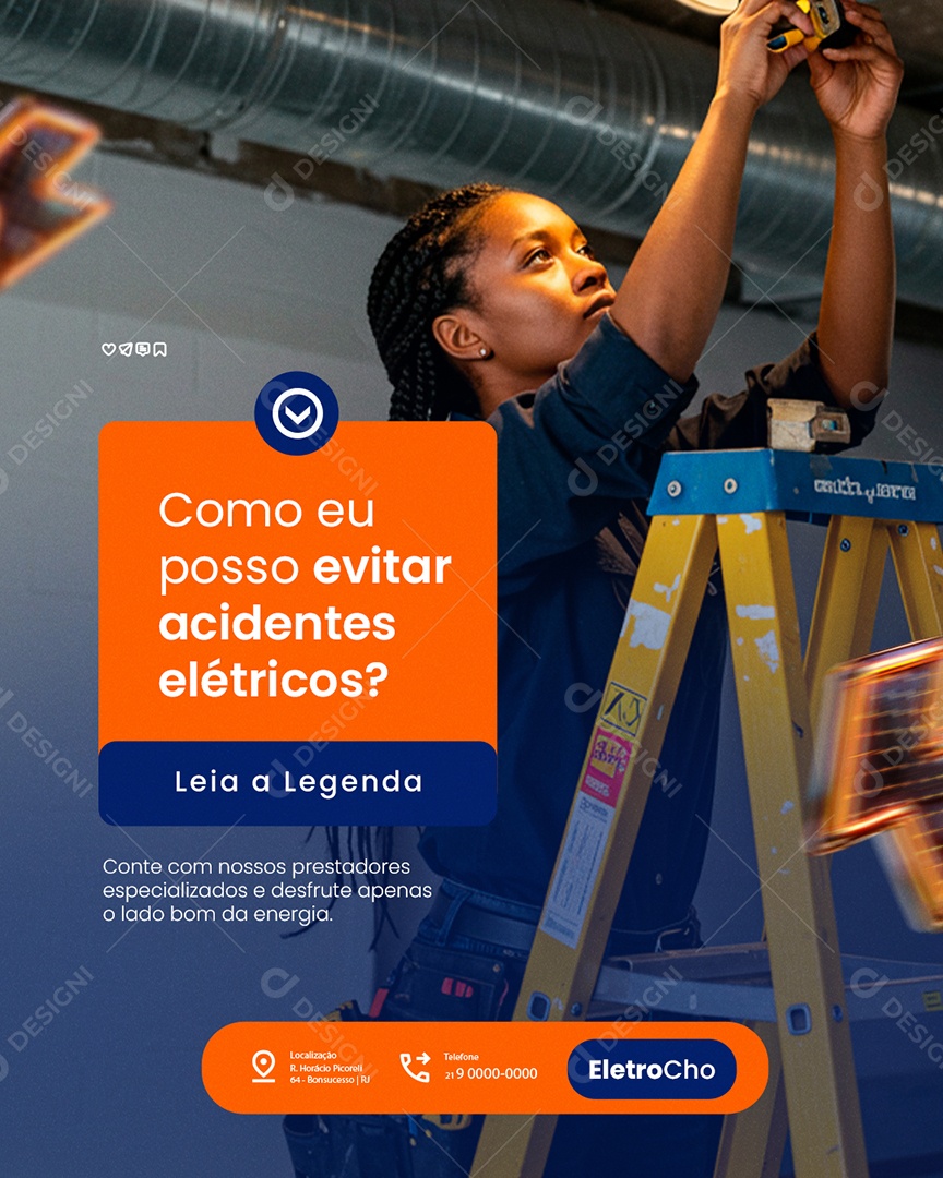 Eletricista Como Eu Posso Evitar Acidentes Social Media PSD Editável