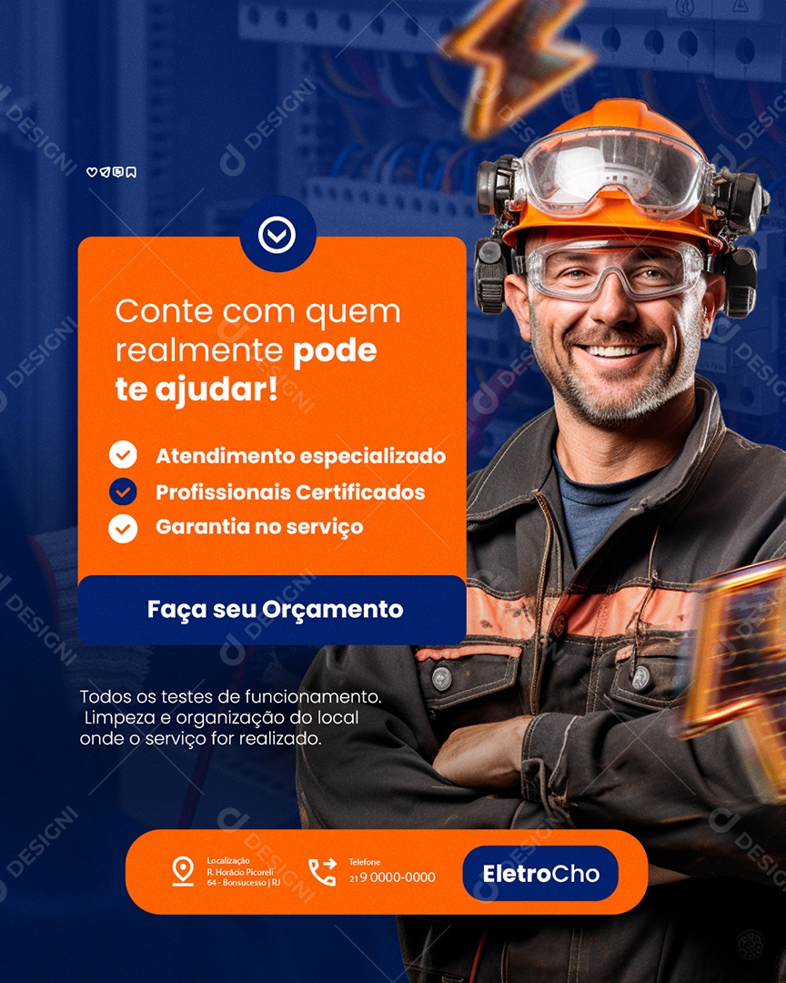 Eletricista Conte Com Quem Realmente Pode Te Ajudar Social Media PSD Editável