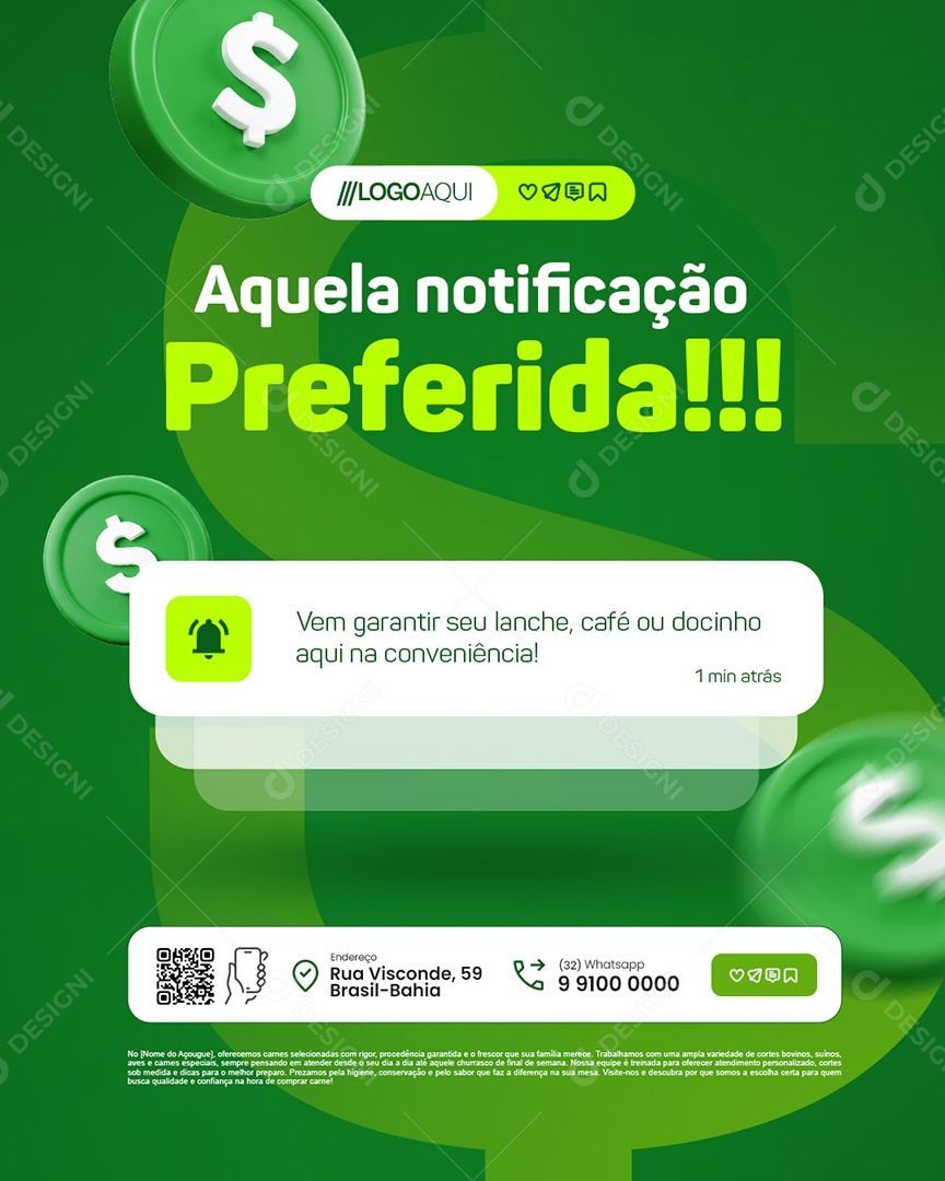 Conveniência Aquela Notificação Preferida Social Media PSD Editável