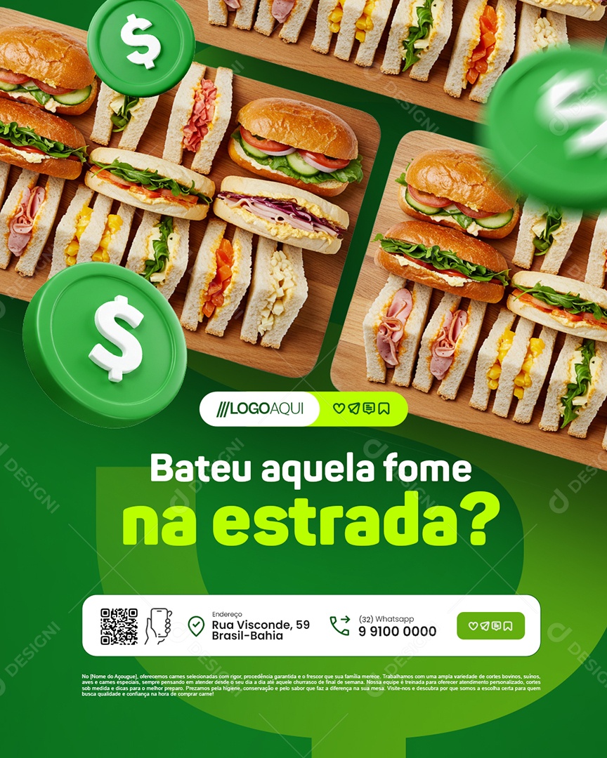 Conveniência Bateu Aquela Fome na Estrada Social Media PSD Editável