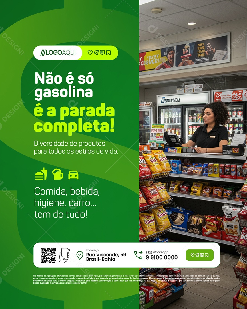 Conveniência Não é Só Gasolina Social Media PSD Editável