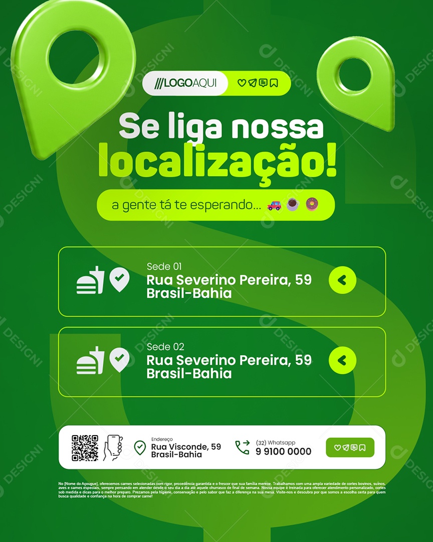 Conveniência Se Liga Nossa Localização Social Media PSD Editável