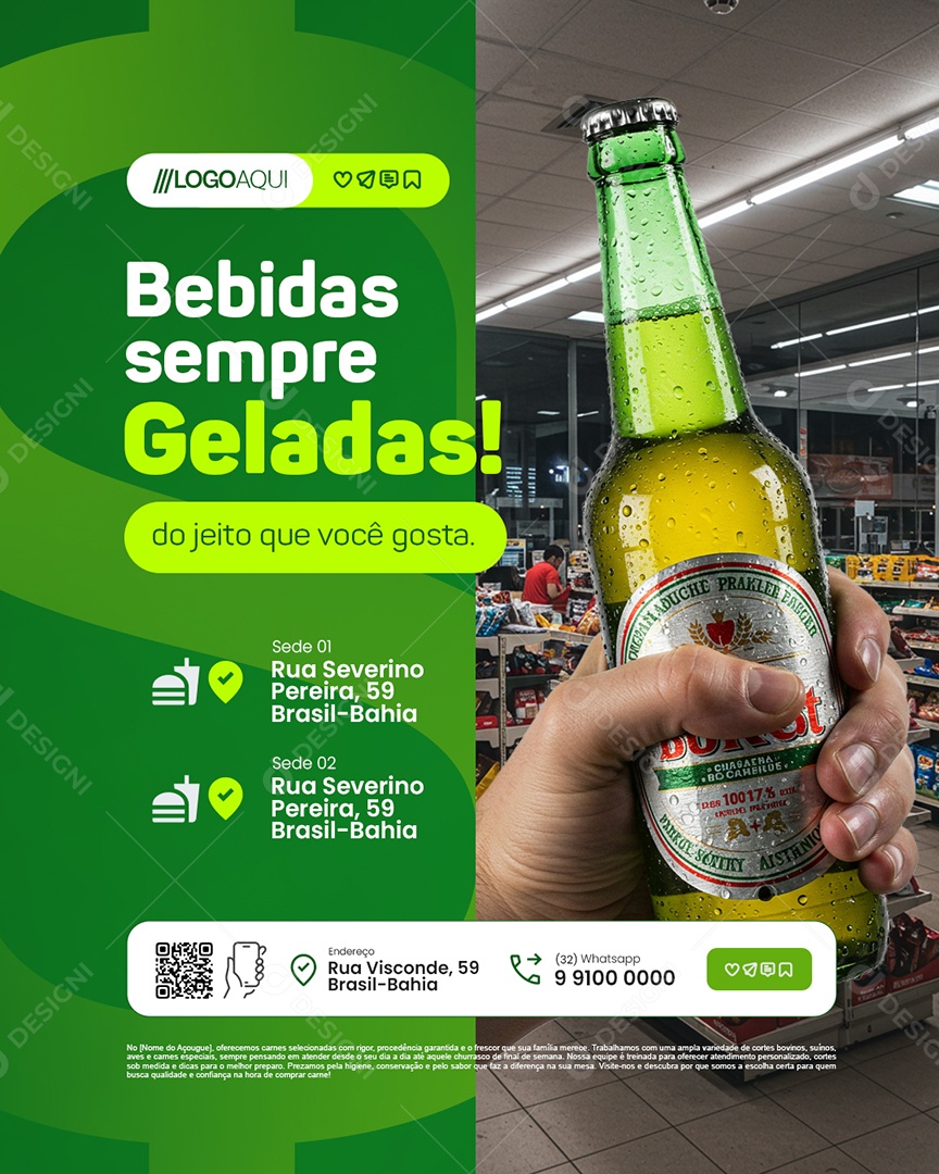 Conveniência Bebidas Sempre Geladas Social Media PSD Editável