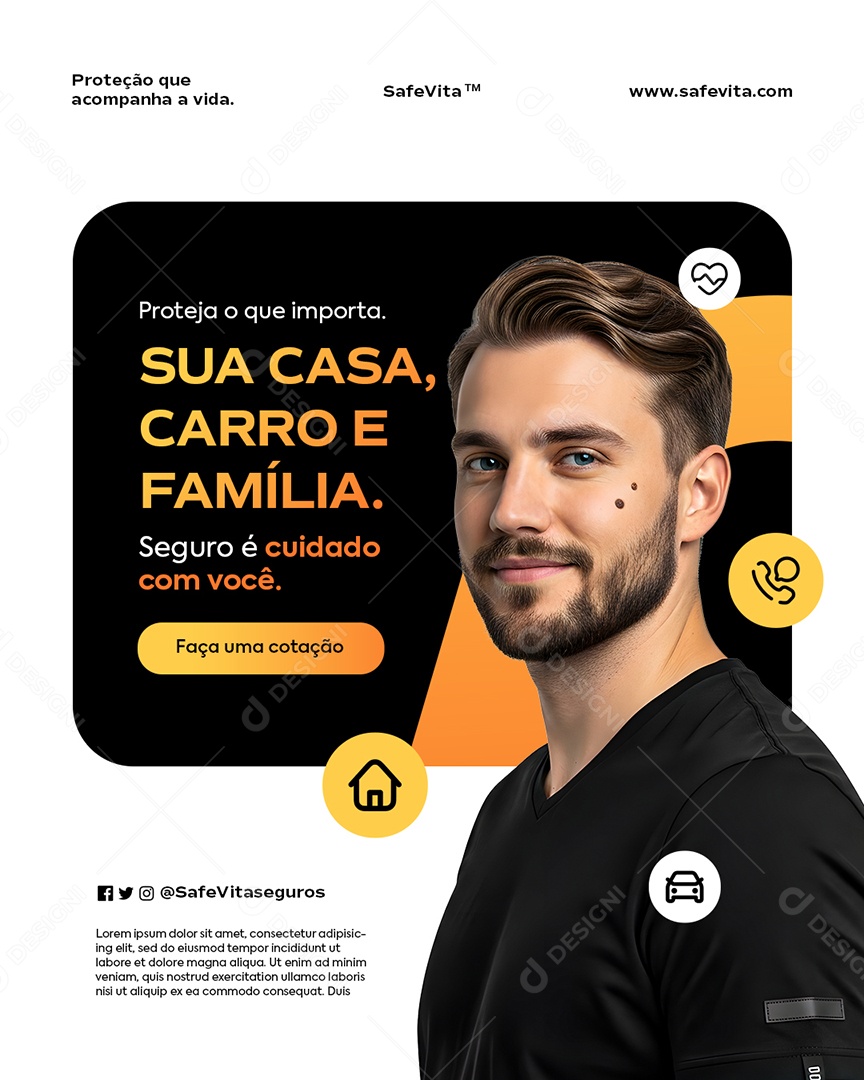 Seguro Proteja o Que Importa Social Media PSD Editável
