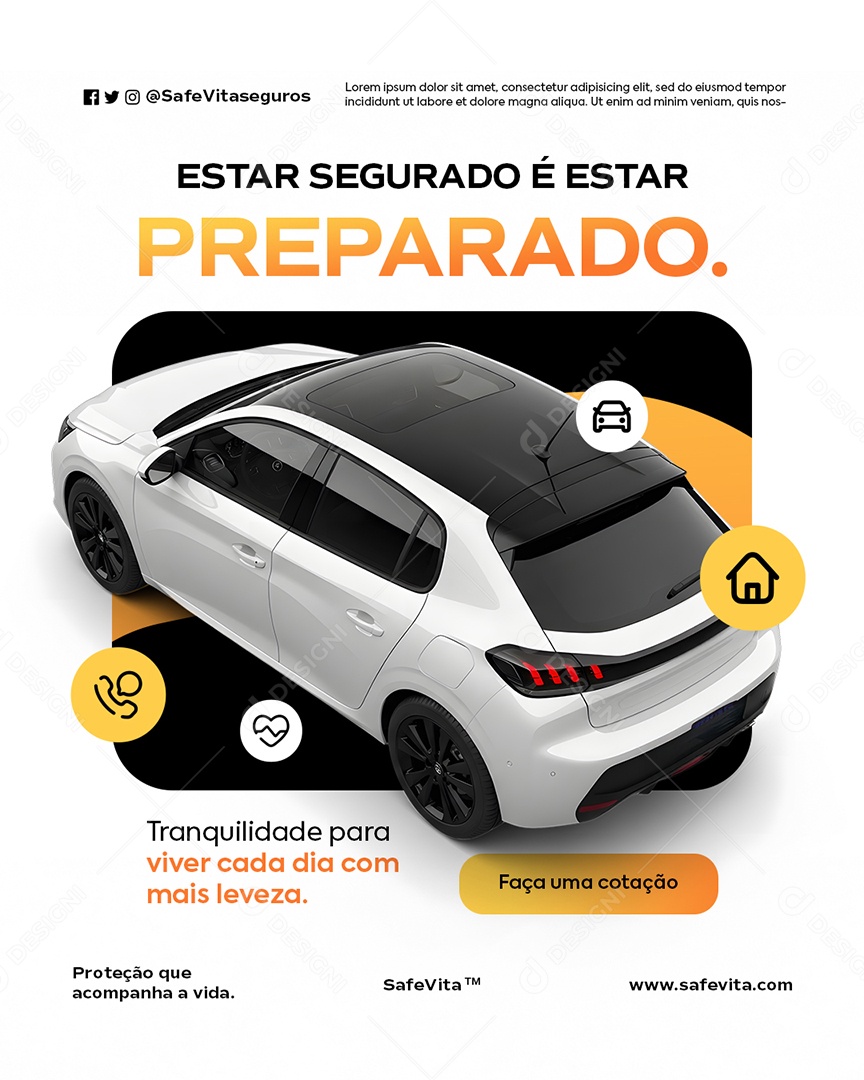 Seguradora Estar Segurado é Estar Preparado Social Media PSD Editável