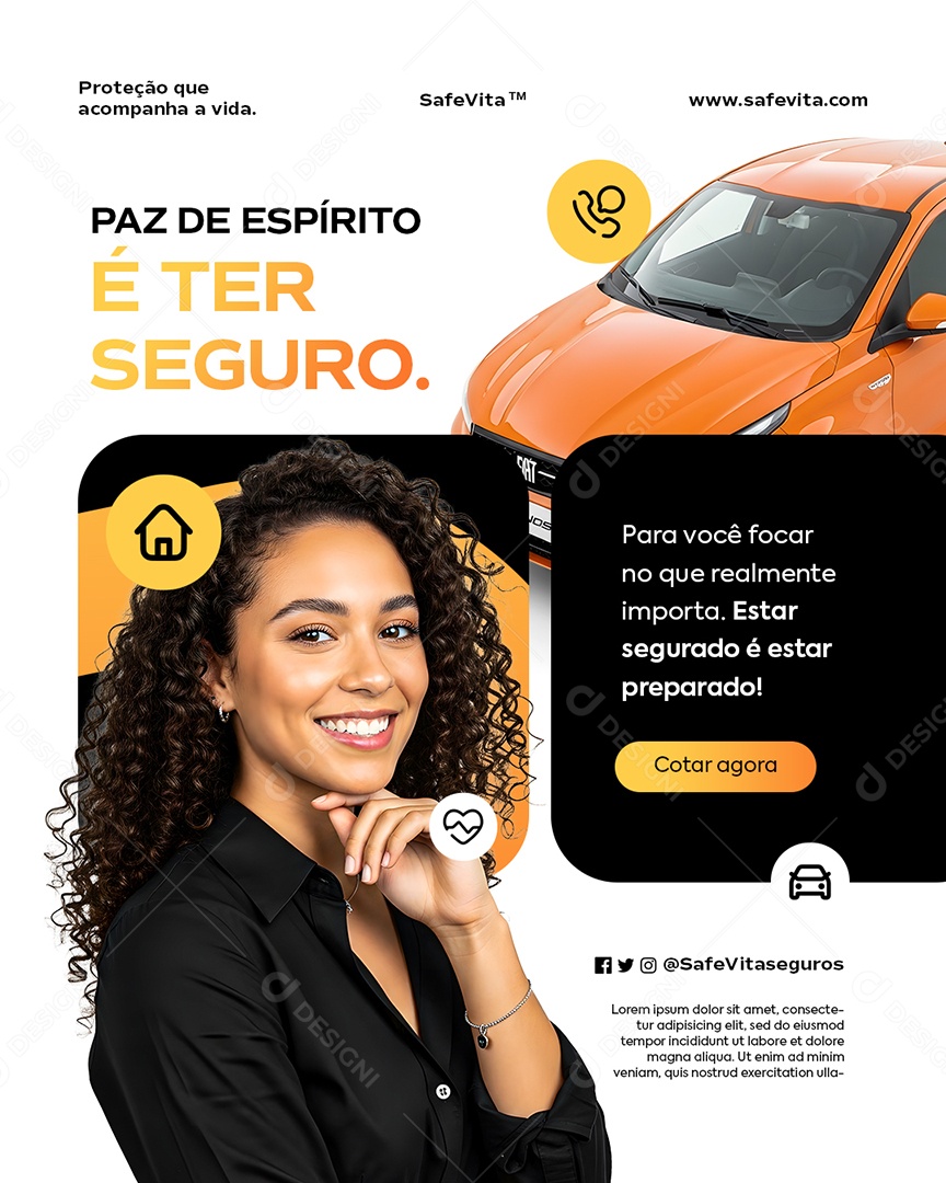 Seguradora Paz De Espírito é Ter Seguro Social Media PSD Editável