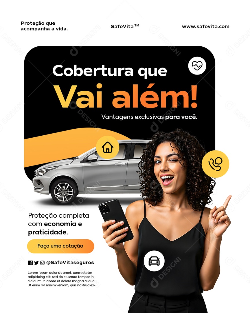 Seguradora Cobertura Que Vai Além Social Media PSD Editável