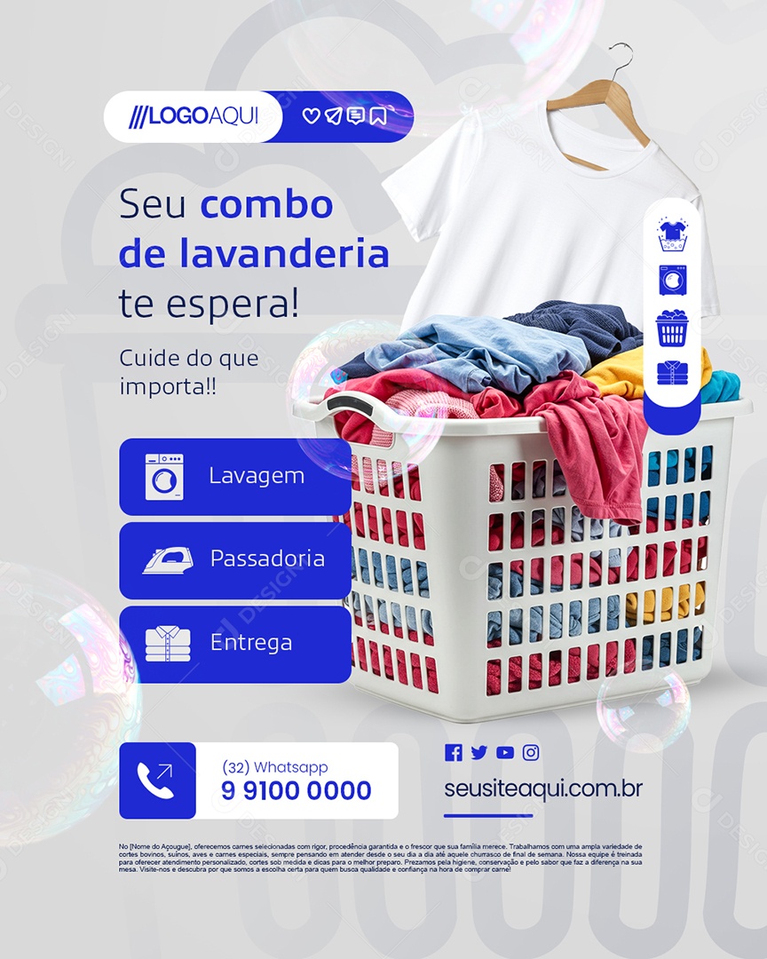 Seu Combo de Lavanderia Te Espera Social Media PSD Editável