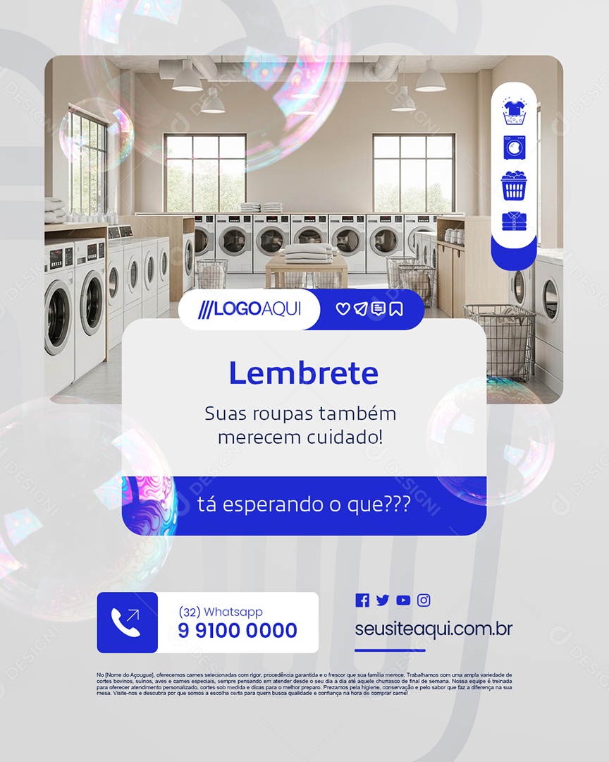 Lavanderia Lembrete Tá Esperando O Que Social Media PSD Editável