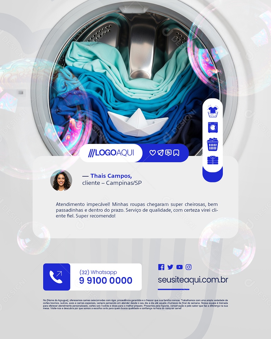 Lavanderia Feedback Cliente Social Media PSD Editável