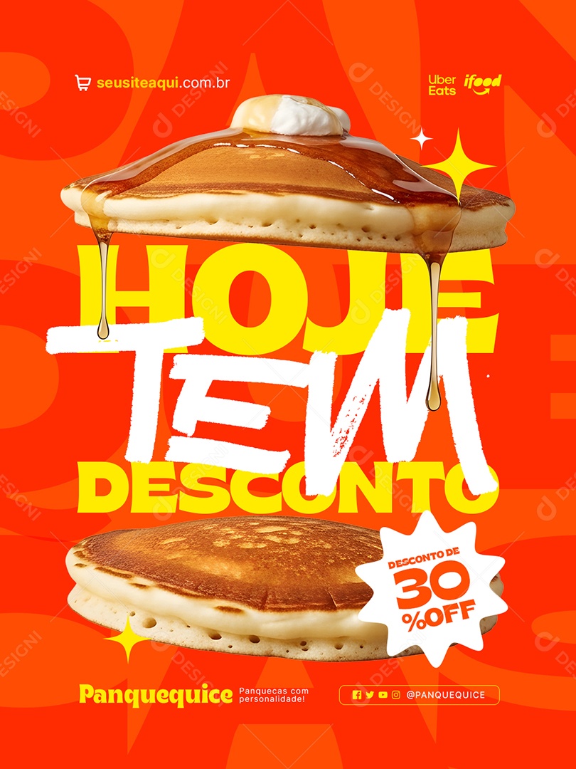 Panquecaria Hoje Tem Desconto Social Media PSD Editável