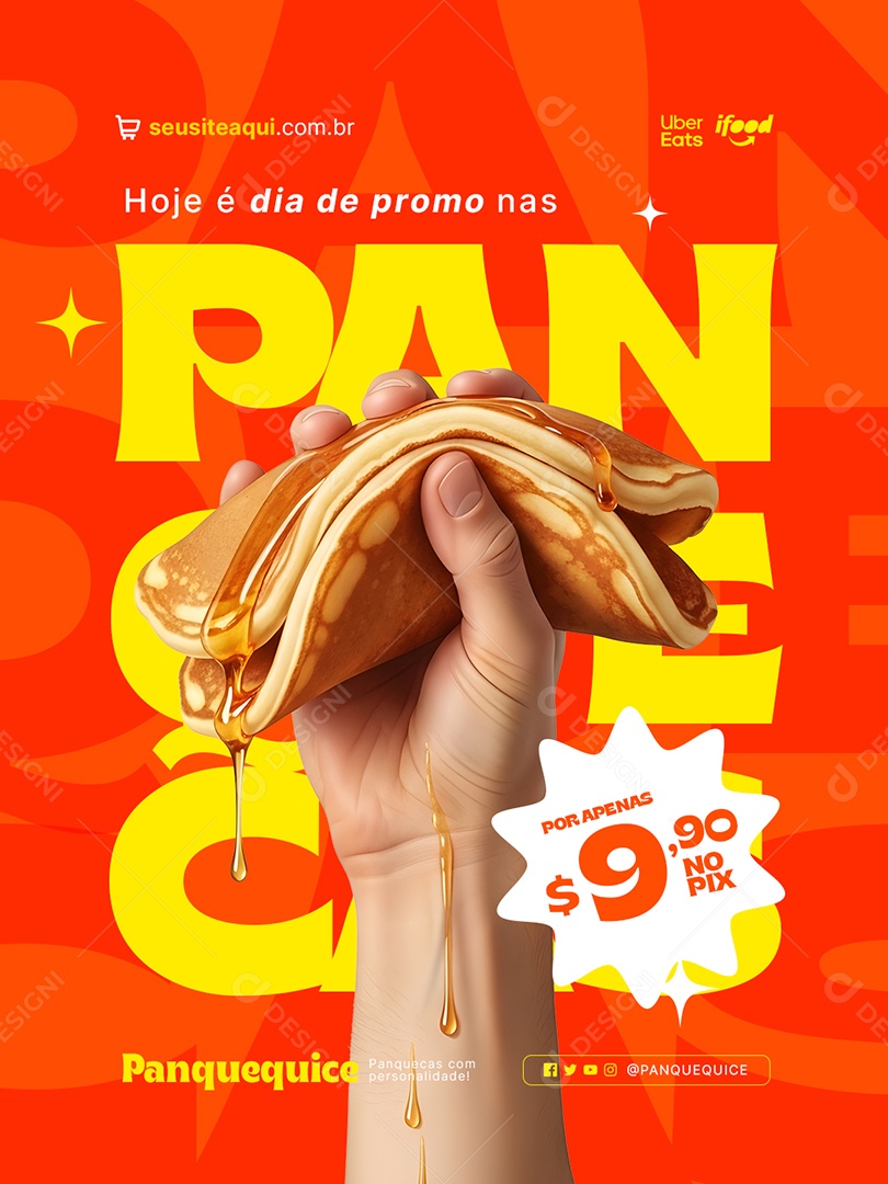 Panquecaria Hoje é Dia de Promo Nas  Panquecas Social Media PSD Editável