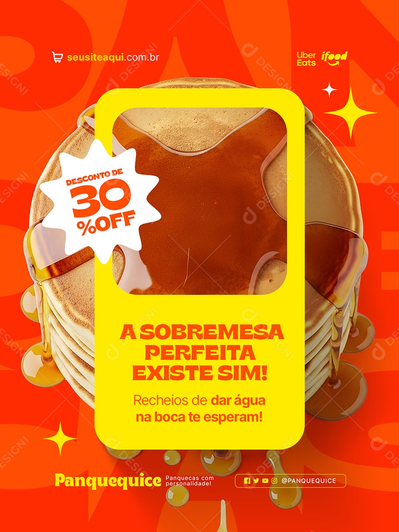 Panquecaria A Sobremesa Perfeita Existe Sim Social Media PSD Editável