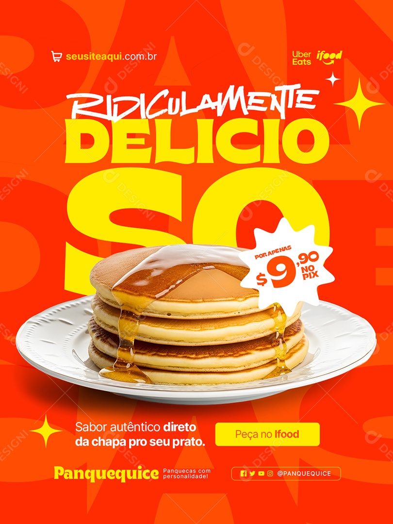 Panquecaria Ridiculamente Delicioso Social Media PSD Editável