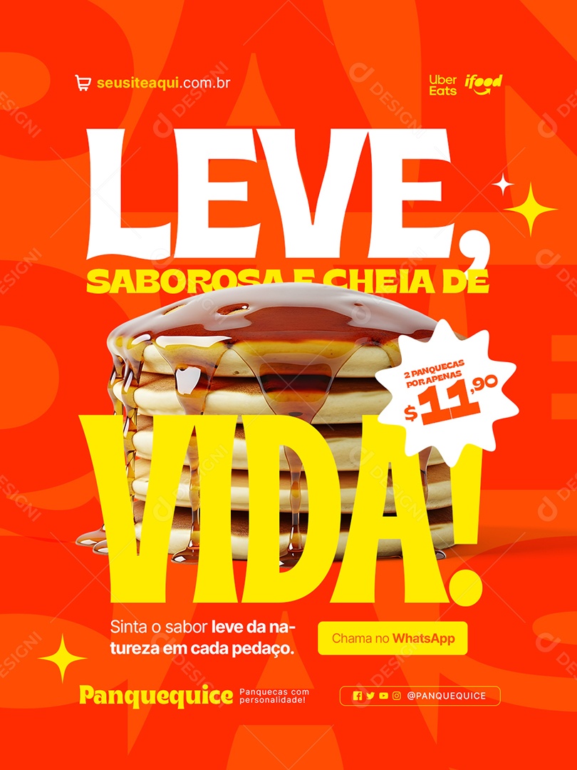 Panquecaria Leve Saborosa e Cheia De Vida Social Media PSD Editável