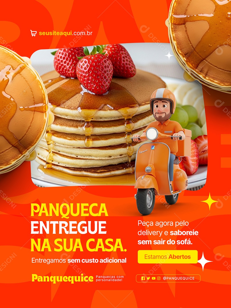 Panquecaria Panqueca Entregue Na Sua Casa Social Media PSD Editável