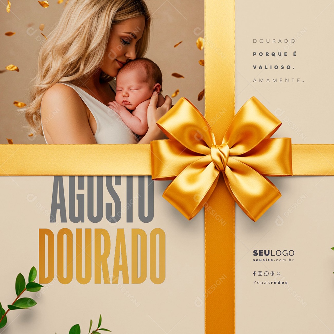 Agosto Dourado Mês Do Incentivo à Amamentação Social Media PSD Editável