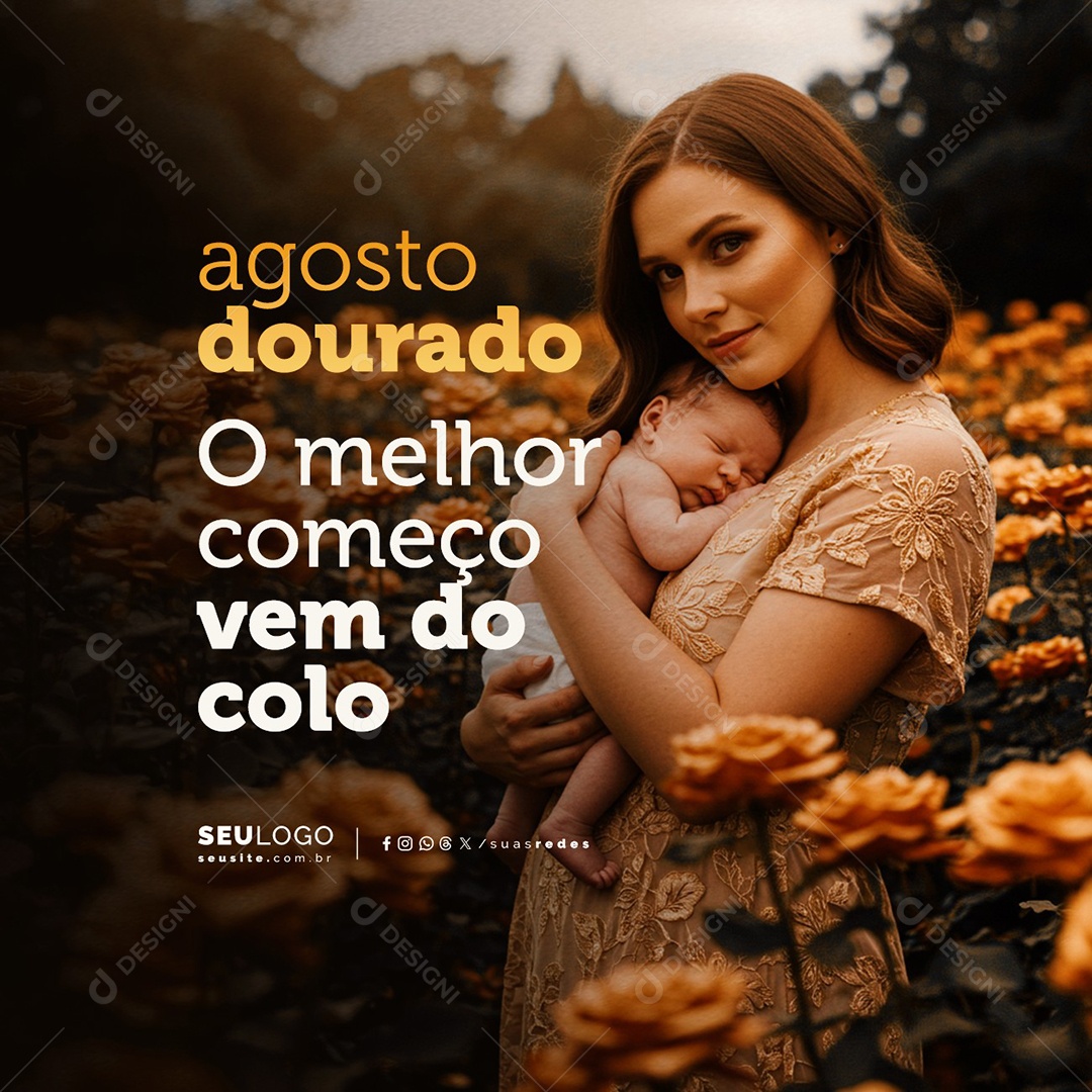 Agosto Dourado O Melhor Começo Social Media PSD Editável