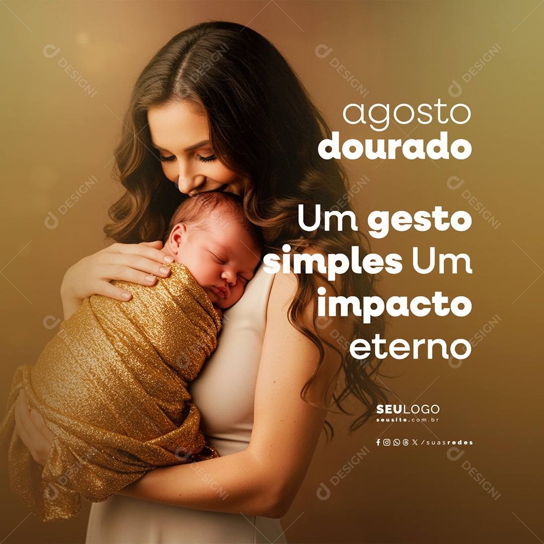 Agosto Dourado Um Gesto Simples Social Media PSD Editável