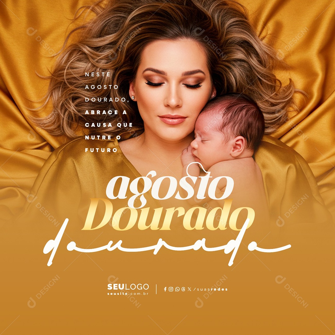 Agosto Dourado Social Media PSD Editável