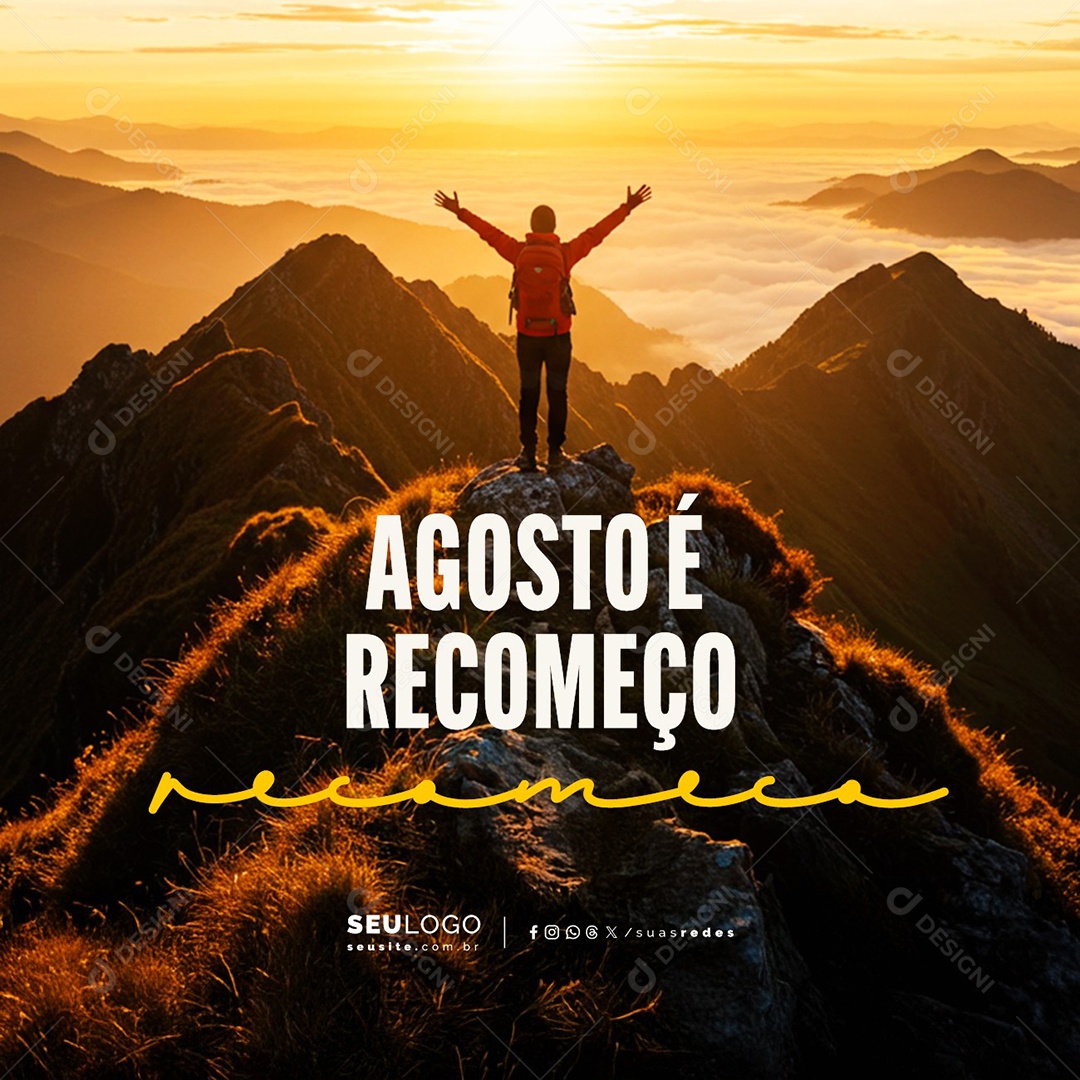 Bem Vindo Agosto Social Media PSD Editável