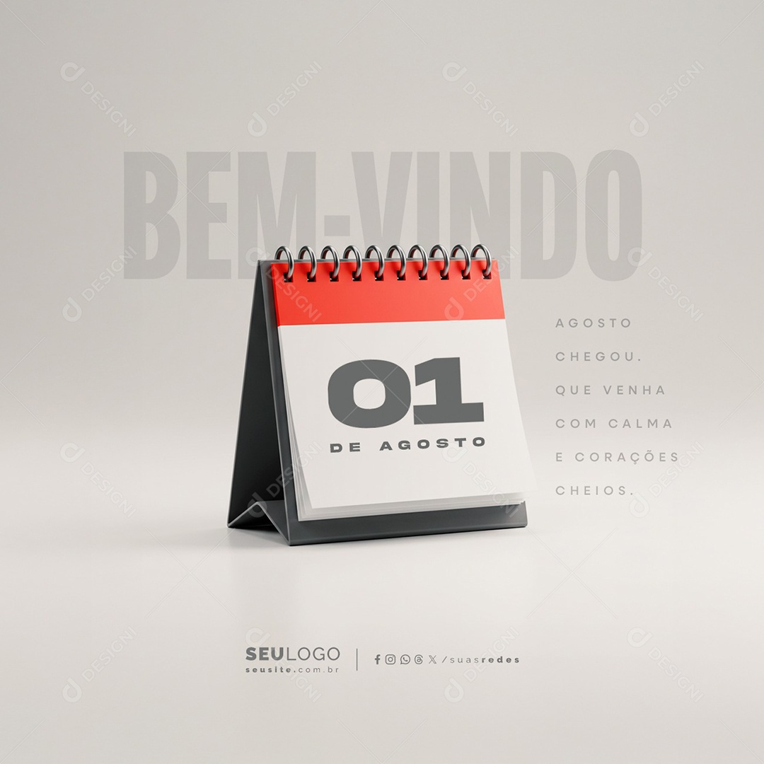 Bem Vindo Agosto Social Media PSD Editável