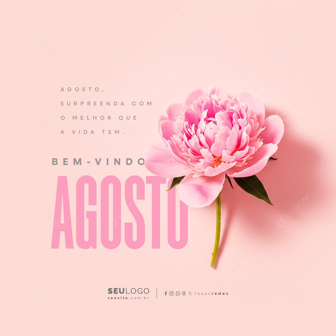Bem Vindo Agosto Social Media PSD Editável