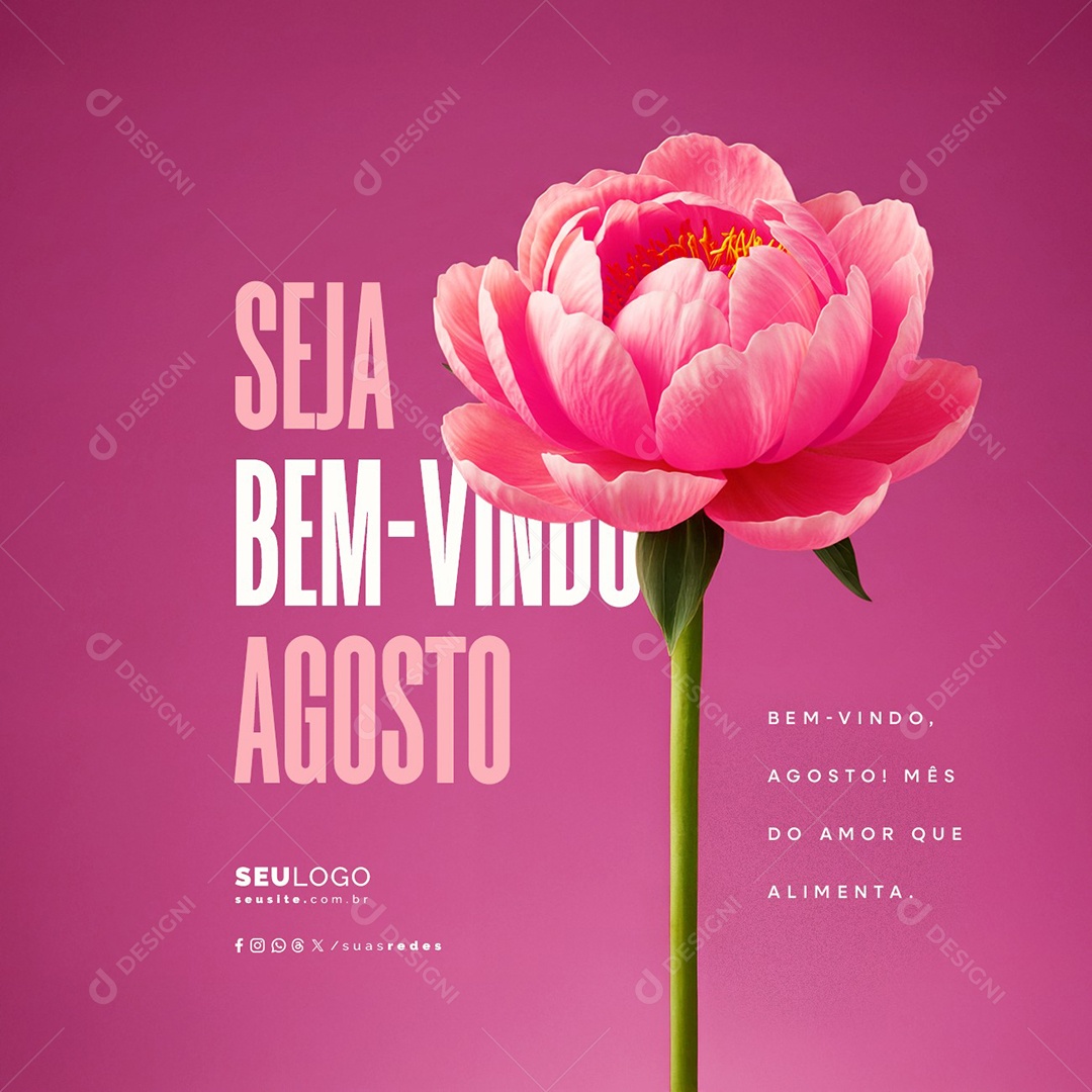 Seja Bem Vindo Agosto Social Media PSD Editável