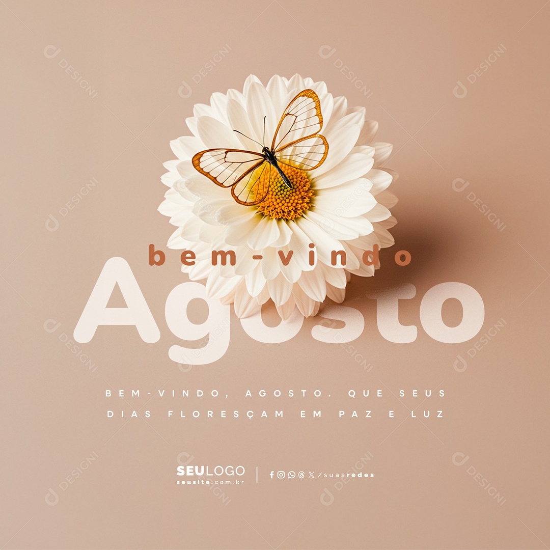 Bem Vindo Agosto Social Media PSD Editável