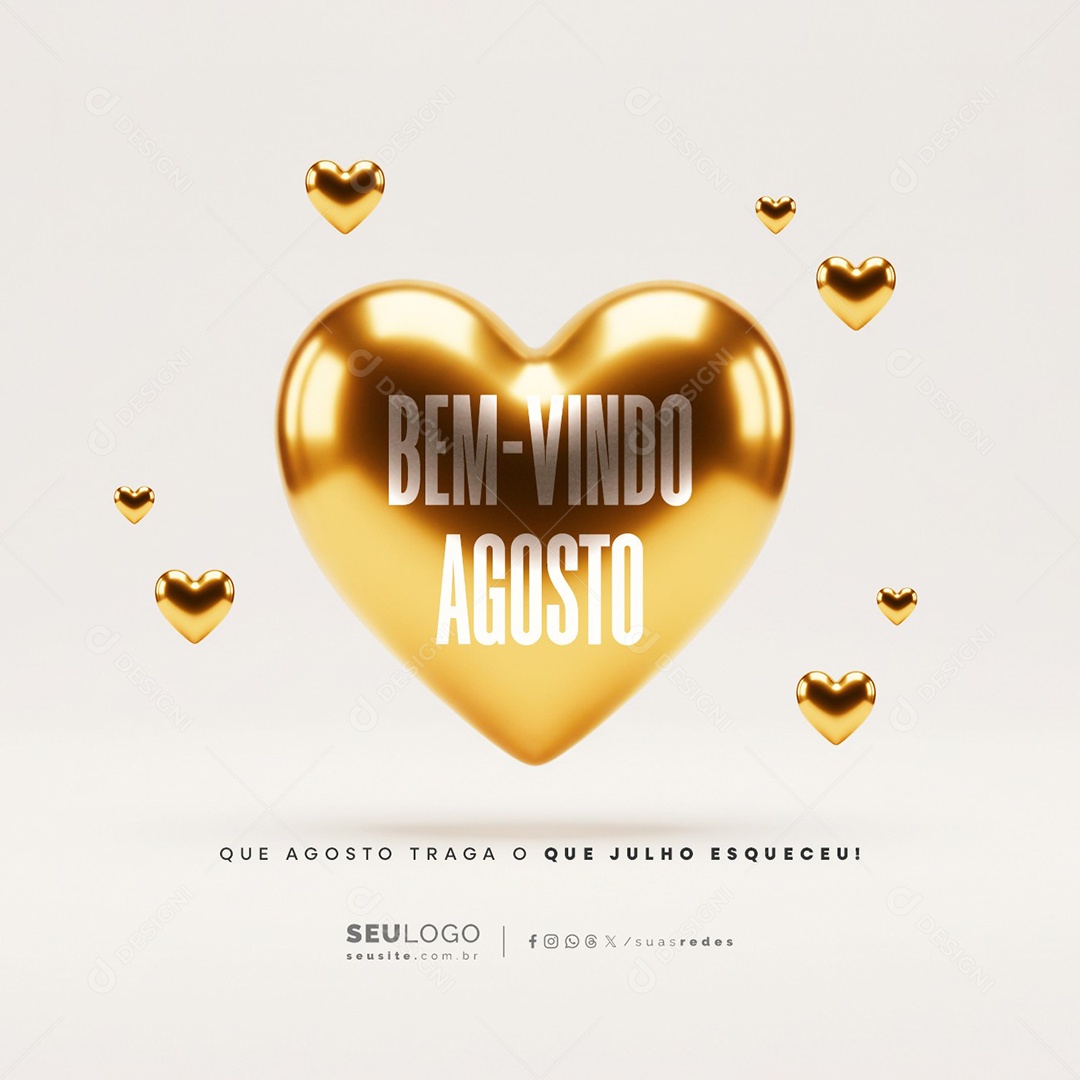 Bem Vindo Agosto Social Media PSD Editável
