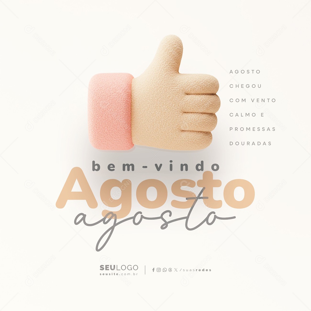 Bem Vindo Agosto Social Media PSD Editável